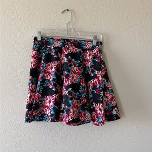 Floral Circle Skirt in Black and Pink